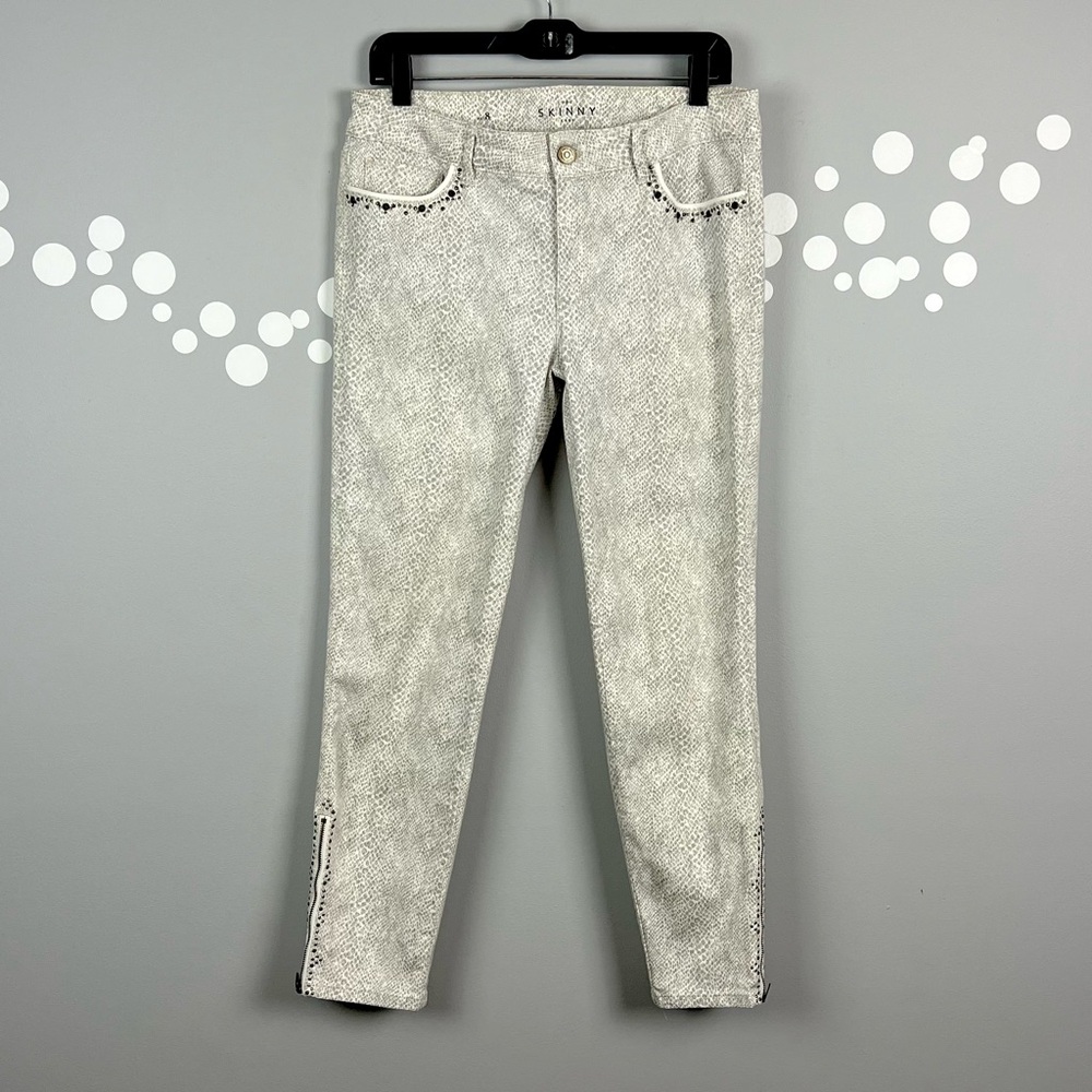 WHBM The Skinny Crop Snake Print Ankle Jeans Size 8